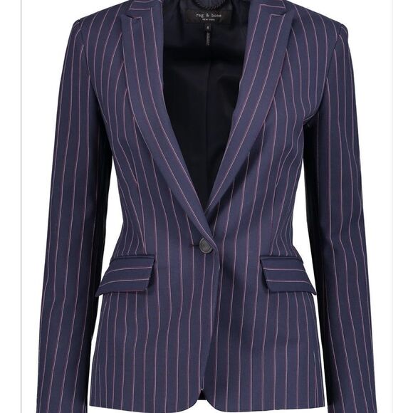 RAG & Bone Blazer Pinstripe Jacket Lexington Sports Coat Business Size 4 NWT - Picture 1 of 6